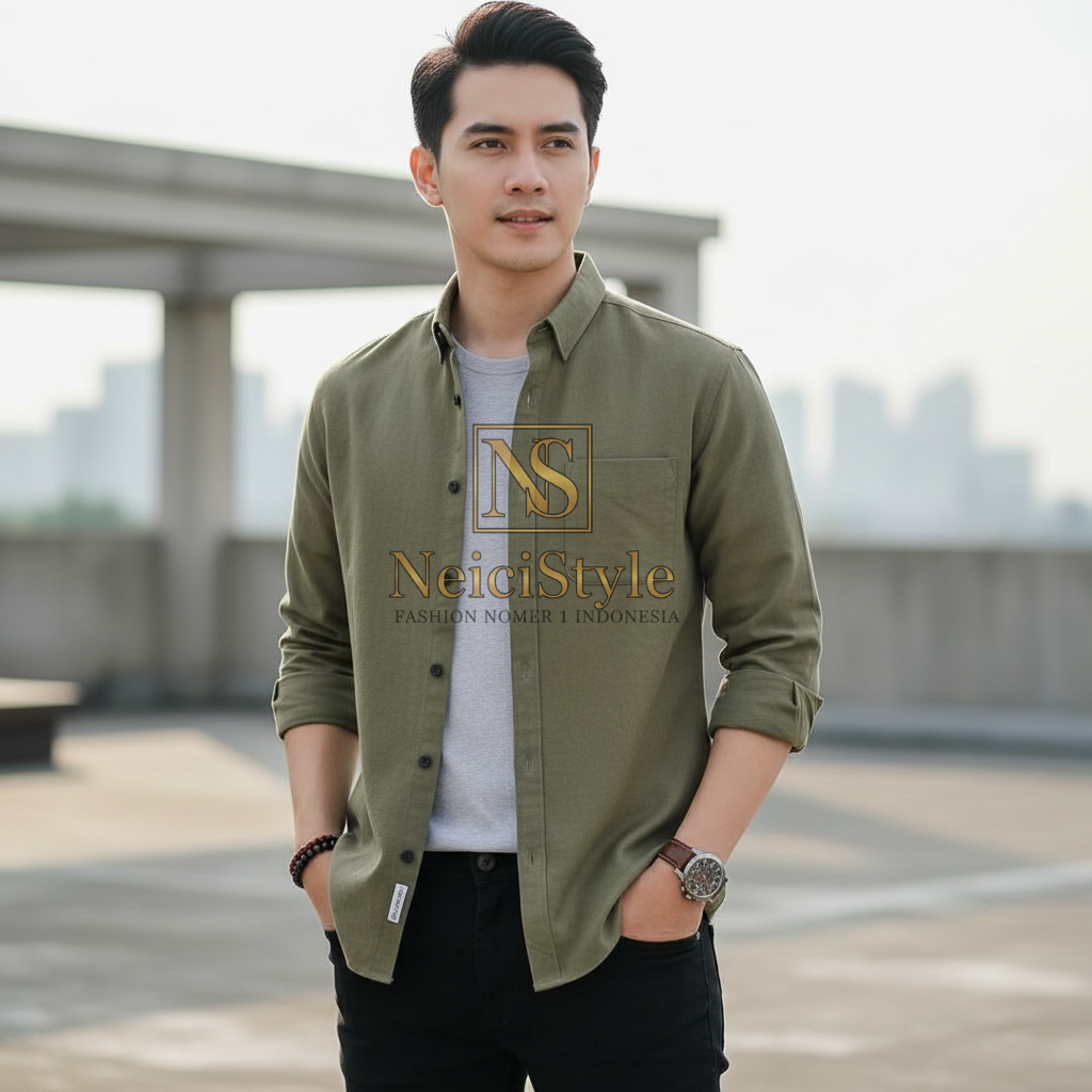 Kemeja Pria Premium NeiciStyle – Lengan Panjang Slim Fit | Casual & Formal Look | Fashion Nomer 1 Indonesia