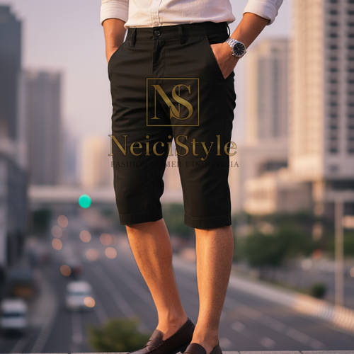 Celana Pendek Pria Premium OSTRITE by NeiciStyle – Semi Formal Stretch Cotton Shorts